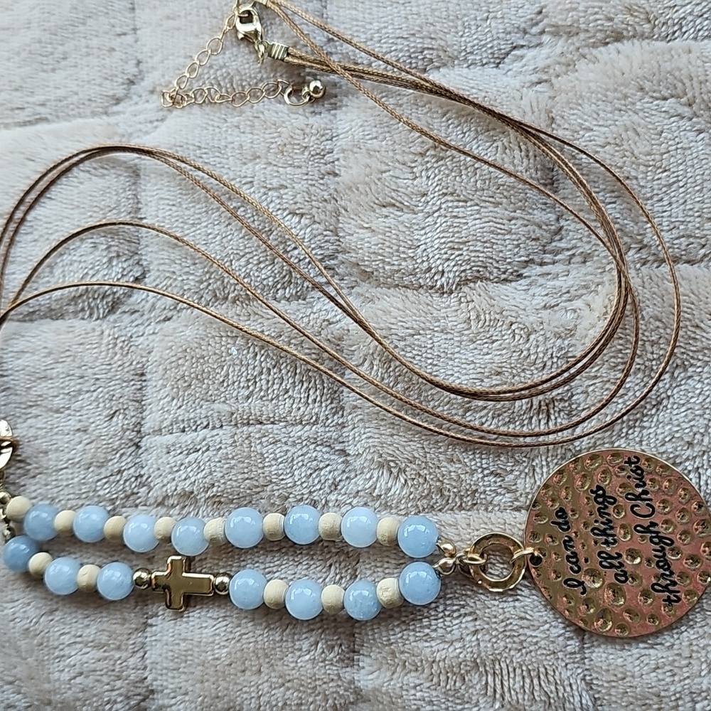 Elegant Gold and Blue Beaded Necklace